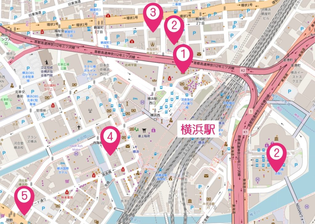 横浜駅周辺AGAクリニックマップ